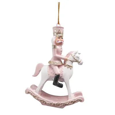Produktbild von Nussknacker auf Schaukelpferd Polyresin 6x3x9 cm Rosa Clayre & Eef 6PR3671