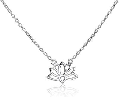 Produktbild von MATERIA Lotusblume Kette Silber 925 - Halskette mit Lotusblüte Anhänger klein für Damen 40-45cm verstellbar CO-32