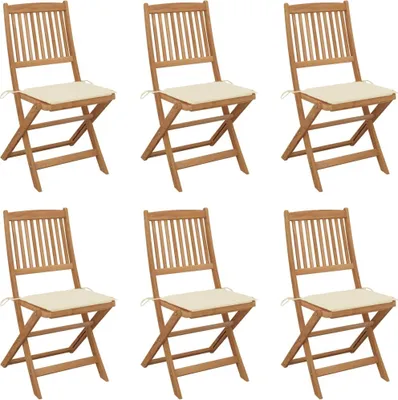 Produktbild von The Living Store Klappbare Gartenstühle 6 Stk. mit Kissen Massivholz Akazie