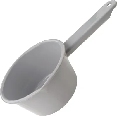 Produktbild von Fackelmann Milchtopf Ø 15,5 cm, hochwertige Emaille-Topf, umweltfreundliches Stielkasserolle mit Ausguss, Kochtopf für alle Herdarten, Milchkochtopf zum erwärmen von Milch (Farbe: Lichtgrau)