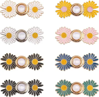 Produktbild von 8-teiliger Jeans-Steckzubehör - verstelbare Steckgarnitur - Blumen-Design - Jeans-Stecker - nahtlos - abnehmbar für lose Jeans - Taille-Anpassung