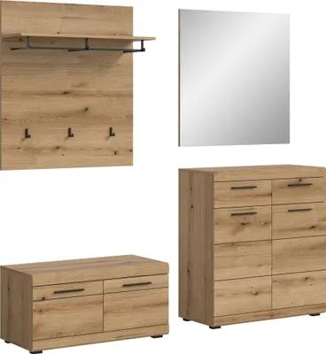 Produktbild von Garderoben-Set >Scout< (4-teilig) in Evoke Eiche Nachbildung - 195x197x40cm (BxHxT)