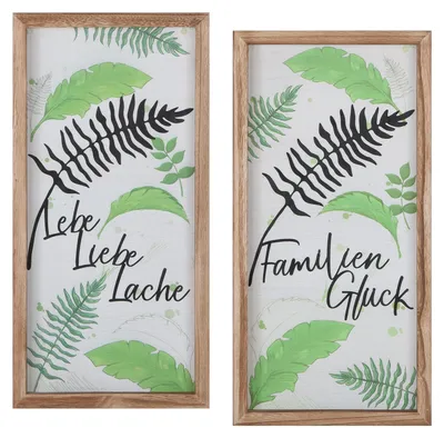 Productafbeelding van Gilde-wanddecoratie, rechthoekig, "Bladerenregen", bladmotief, tekst, hout, wit, L. 3,5 cm, B. 30 cm, H. 60 cm. 58109. 4063387581094. 2 stuks (2-voudig assortiment)