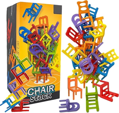 Produktbild von Stapelspiel 42 Stück, Mini-Stühle, Geschicklichkeitsspiel, für Kindergeburtstag