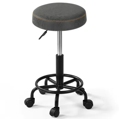 Produktbild von Drehhocker, Rollhocker, höhenverstellbar, Arbeitshocker Drehstuhl, Praxishocker Kosmetikhocker ,Bürohocker mit Rollen, 360°,Grau