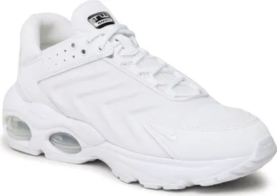 A white Nike Air Max Tailwind sneaker is shown from a side-angle on a white background.