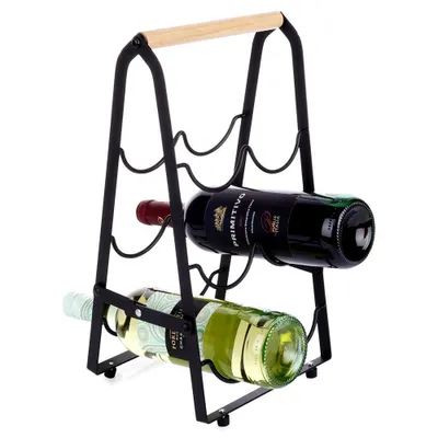 Produktbild von Weinregal aus schwarzem Metall, Alkoholregal, Schrank, Weinregal für 6 Flaschen