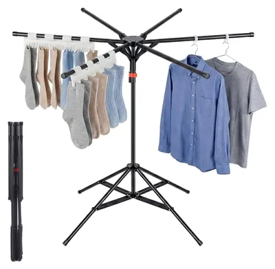 Klappbarer Wäscheständer XL, höhenverstellbar, 110x110x180 cm, schwarz