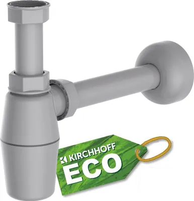 Produktbild von KIRCHHOFF ECO SAVE Waschbecken Abfluss, Siphon Geruchsverschluss aus recyceltem Kunststoff, nachhaltige Ablaufgarnitur für Waschbecken