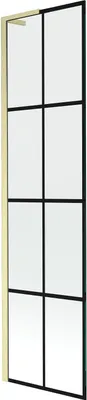 Produktbild von Mexen Next L Badewannenfaltwand 1-flügelig 50 x 150 cm, schwarzes Muster, gebürstetes Gold - 895-050-000-03-77-55