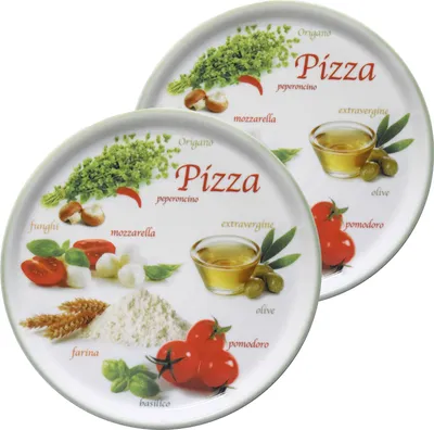 Produktbild von 2er Set Pizzateller Napoli Green Ø 33,8 cm Servier-Platte XL-Teller Porzellan