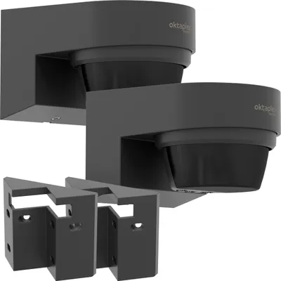 Produktbild von Oktaplex 2er Set Bewegungsmelder Außen IP65 240 Grad 12m mit Eckhalterung Anthrazit Außenbewegungsmelder Eva