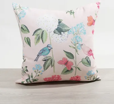 Produktbild von Kissen Deko von Lysel - rosa Vögel und Pflanzen Tipasa 45x45 Polyester kissenbezug Dekokissen