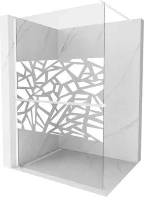 Produktbild von Mexen Kioto+ Duschwand mit Regale Walk-in 90 x 200 cm, weißes Muster, weiß - 800-090-121-20-85
