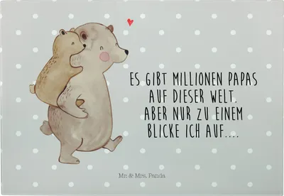 Produktbild von Mr. & Mrs. Panda Hackbrett Papa Bär - Grau Pastell - Geschenk, Frühstücksbrett, Vatertag, Brotzeitplatte, Schneidebrett Glas, Glas-Schneidebrett, Muttertag, Servierplatte
