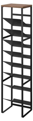 Immagine prodotto di Portabottiglie Yamazaki con 8 ripiani inclinati e mensola in legno Scaffale a nicchia 20x88x19cm nero