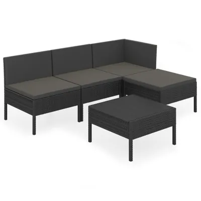 Immagine prodotto di vidaXL set da giardino 5 pezzi con cuscini in poly rattan nero
