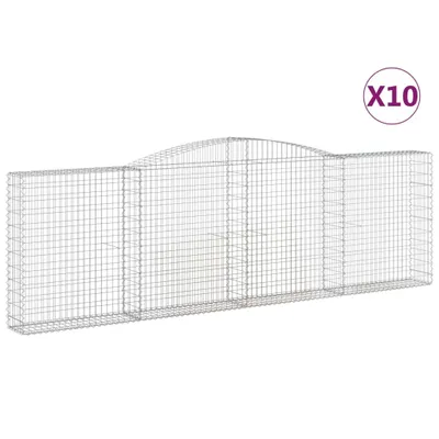 Produktbild von Gabionen mit Hochbogen 10Stk. 400x30x120/140cm Verzinktes Eisen