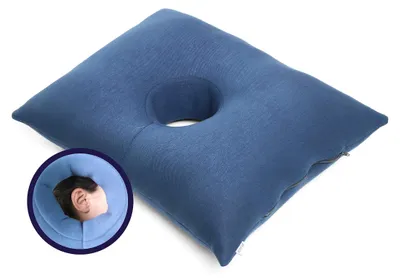 Image de Coussin de piercing KMINA avec trou pour piercing, coussin pour les dormeurs latéraux, couleur bleue