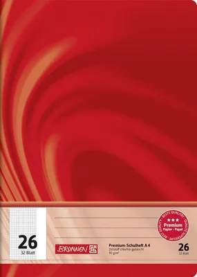 Immagine prodotto di BRUNNEN 104442602 Quaderno Vivendi A4 5 mm a scacchiera, rigato, con margine, Lin. 26 rosso