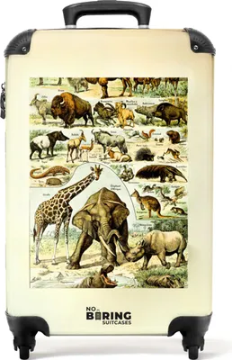 Produktbild von NoBoringSuitcases.com® Kufry Příruční kufr na kolečkách Malý cestovní kufr na 4 kolečkách - Zvířata - Ilustrace - Vintage - Savannah - Příroda - Příruční velikost < 55x40x23 cm a 55x40x20 cm - Foto kufr - Příruční kufr - Palubní zavazadlo Příruční kufr 55x35x20 cm, 36L,