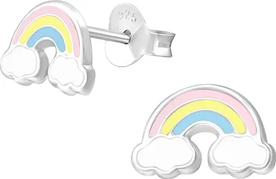 Produktbild von 925 Sterling Silber Ohrstecker mit Regenbogen