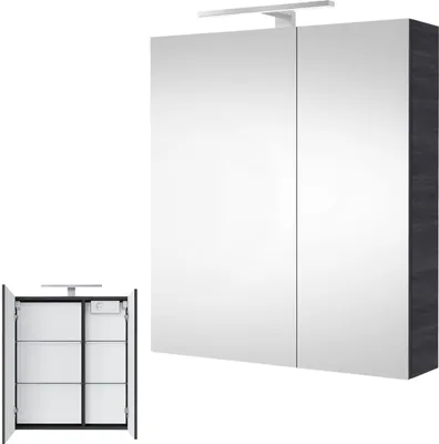 Produktbild von Planetmöbel Spiegelschrank Badezimmer mit LED Beleuchtung 60 cm Anthrazit