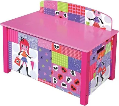 Produktbild von Holz Spielzeugbox Rosa - Grosse Mädchen Spielkiste 67x37x495 cm