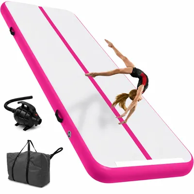 Produktbild von Turnmatte, Akrobatikmatte, Airtrack, Aufblasbare Matratze, Pumpe, 4M, Rosa