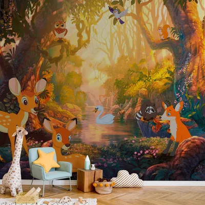 Produktbild von Vlies Fototapete - Animals in the Forest 150x105 cm Für Kinder e-C-0052-a-a