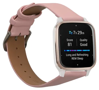Produktbild von kwmobile Echtleder Uhrenarmband für Garmin Venu Sq 2 Music / Sq 2 / Vivoactive 6 / Vivoactive 5 Armband - Ersatzarmband für Fitnesstracker -