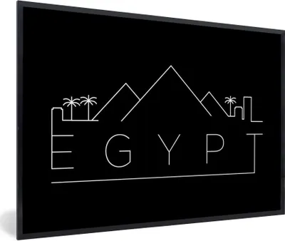 Produktbild von MuchoWow® MuchoWow® Gerahmtes Poster Skyline "Ägypten" auf schwarzem Hintergrund 60x40 cm - Poster mit zchwarzem Bilderrahmen - Printing - Wanddeko Schlafzimmer