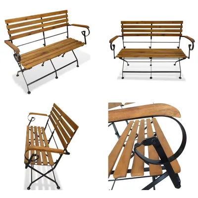 Immagine prodotto di vidaXL Panca da giardino pieghevole 112 cm in legno massiccio di acacia - Panca da giardino - Panca da giardino - Panca da terrazzo - Panche da terrazzo
