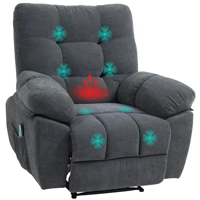 Produktbild von HOMCOM Elektrisch Relaxsessel Massagesessel mit Liegefunktion Heizung Grau
