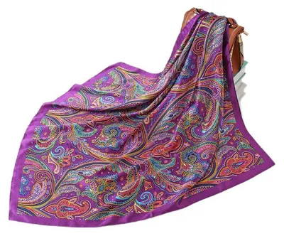 Immagine prodotto di Foulard da donna con motivo floreale, bandana, sciarpa per capelli, 90 x 90 cm, multicolore