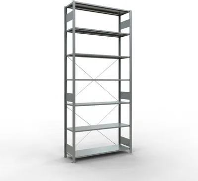 Produktbild von Schulte Fachbodenregal MULTIplus150 Stecksystem | Grundregal | HxBxT 300x130x40cm | 7 Ebenen | Fachlast 150kg | Verzinkt