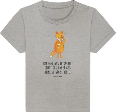 Produktbild von Mr. & Mrs. Panda Babyshirt Fuchs Lord 0. - 6. Monat - Heather Grey - Geschenk,  T-Shirt, Cocktail, Organic Baby Shirt, Schick, Motivation Spruch, Lustig, Neugierig