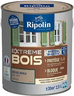 Immagine prodotto di Vernice per legno RIPOLIN Extreme, Beige Moka RAL 1019, satinata, 2,5 L, vernice per legno