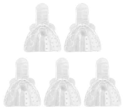 Immagine prodotto di Portaimpronta dentale monouso in plastica trasparente perforata per riparazione protesi dentarie, 5 pezzi Materiale esterno