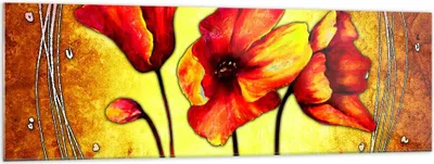 Produktbild von Bilder auf glas - Blumen Schilder Stiel Linien - 160x50cm - Glasbilder - Wandbilder - Kunstdruck - zum Aufhängen bereit - Wanddekoration aus Glas - Glas Bilder - Wandbild auf Glas - GAB160x50-0816