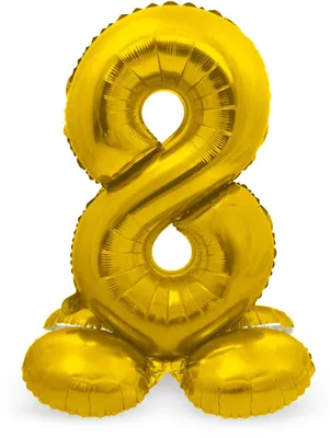 Produktbild von Stehender Folienballon Zahlen 28"/72cm | Gold Zahl: 8