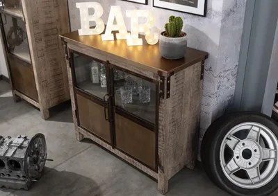 Produktbild von MASSIVMOEBEL24 Sideboard Mango 100x40x90 braun lackiert HEAVY INDUSTRY #227