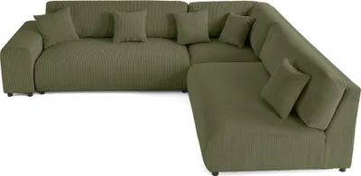 Image de Lisa Design Garance - canapé modulable d'angle droit - 6 places - en velours côtelé , Vert