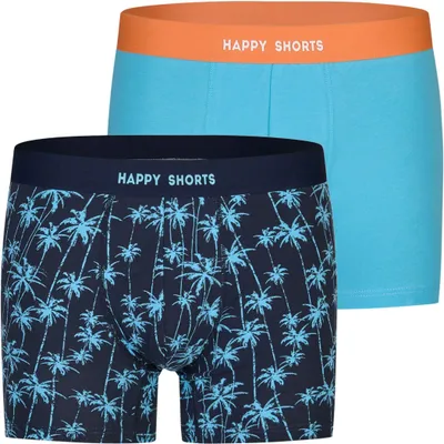 Produktbild von 2 Happy Shorts Jersey Trunk Herren Boxershorts Pant Palme Hellblau - Farbe: Palme, Grösse: XL