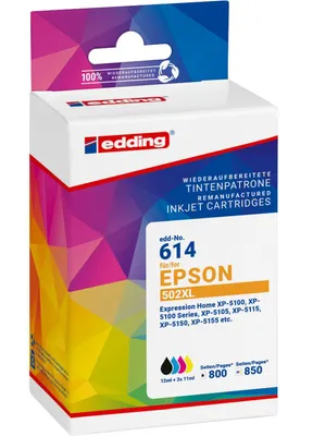 Produktbild von edding Tintenpatrone 18-614-01 wie Epson 502XL sw/c/m/y 4St