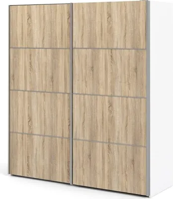 Produktbild von Veto Kleiderschrank B 2 türig H201 cm x B182 cm weiss, eiche Struktur Nachbildung.