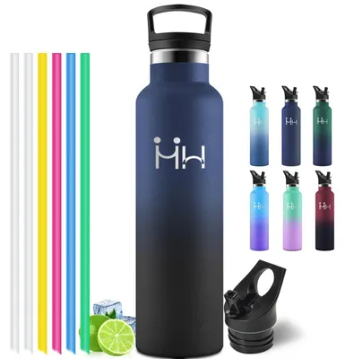 Produktbild von Motswedi Trinkflasche Edelstahl 1000 ml, mit Strohhalm, Edelstahl Trinkflasche,