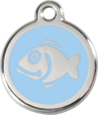 Produktbild von RedDingo Katzenmarke mit individueller Gravur Fisch hellblau