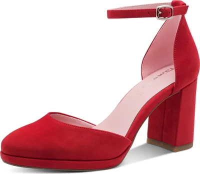 Immagine prodotto di Scarpe décolleté Tamaris da donna aperte con cinturino alla caviglia e tacco largo 1-22463-45, taglia: 38 EU, colore: rosso