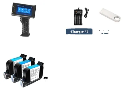 Produktbild von Handheld Tintenstrahldrucker, schnelltrocknende Tinte, Dual-Voltage-Betrieb, Drucker mit 3 Schwarz